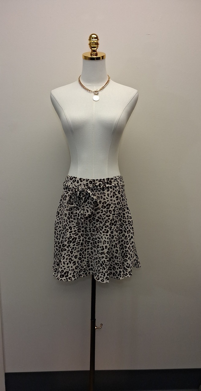&merci Leopard Print Tie-Waist Mini Skirt Size Large